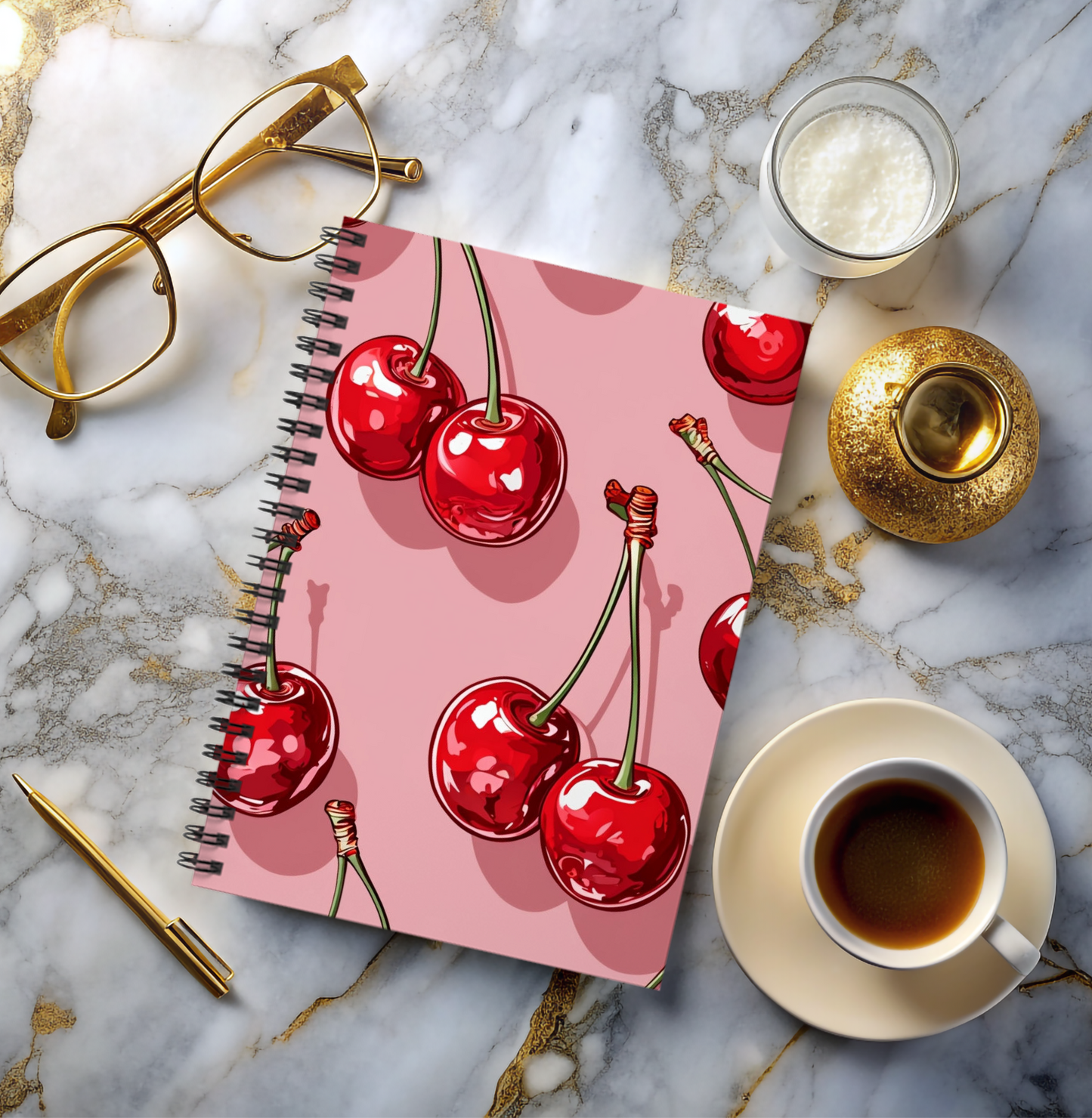 Cherry Spiral Notebook | Pink A5 Journal
