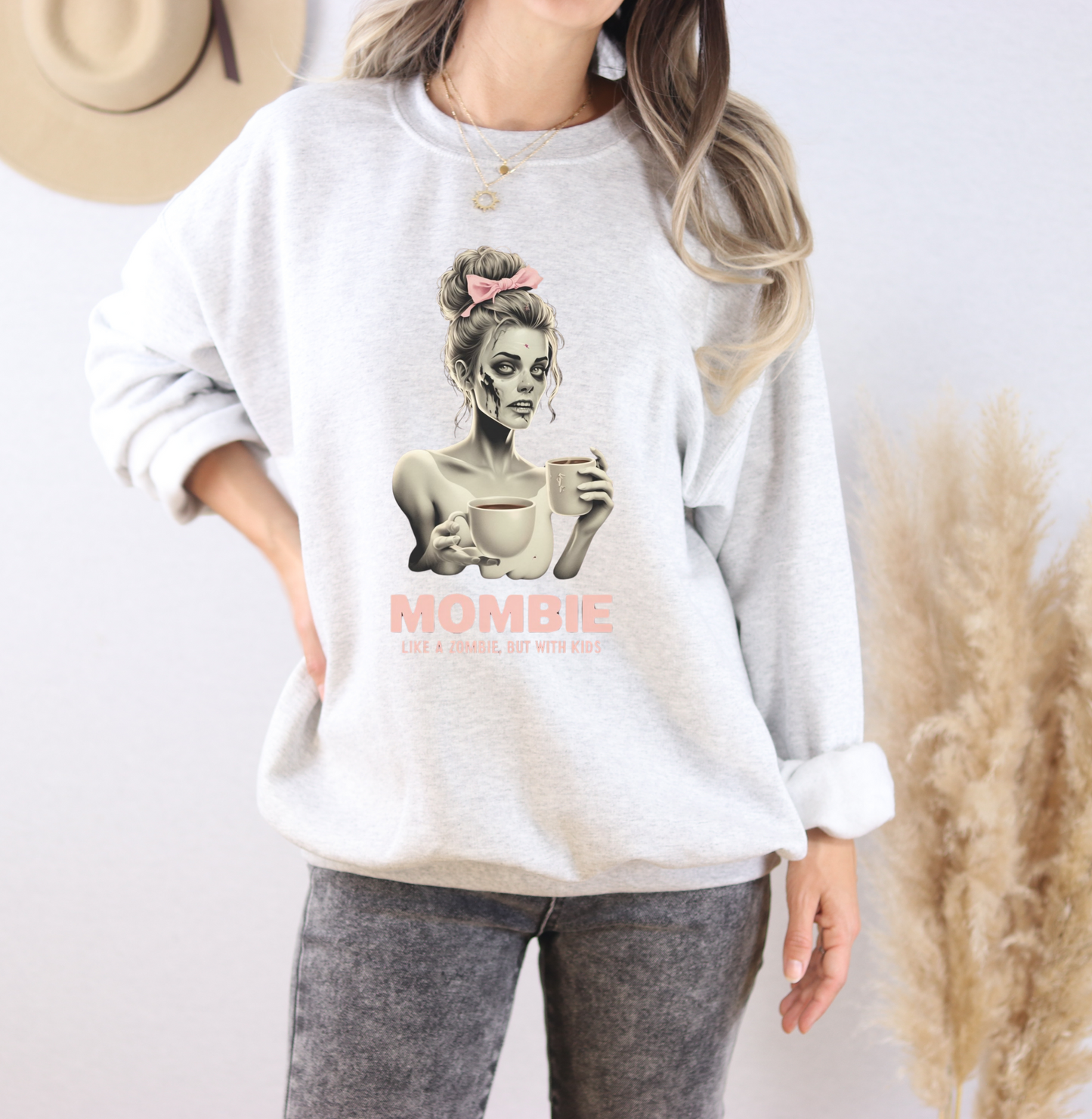 Sweatshirt Funny Mombie Graphic Cozy Oversized Mom Life Coffee Lover Fall Outfit Mother's Day Gift