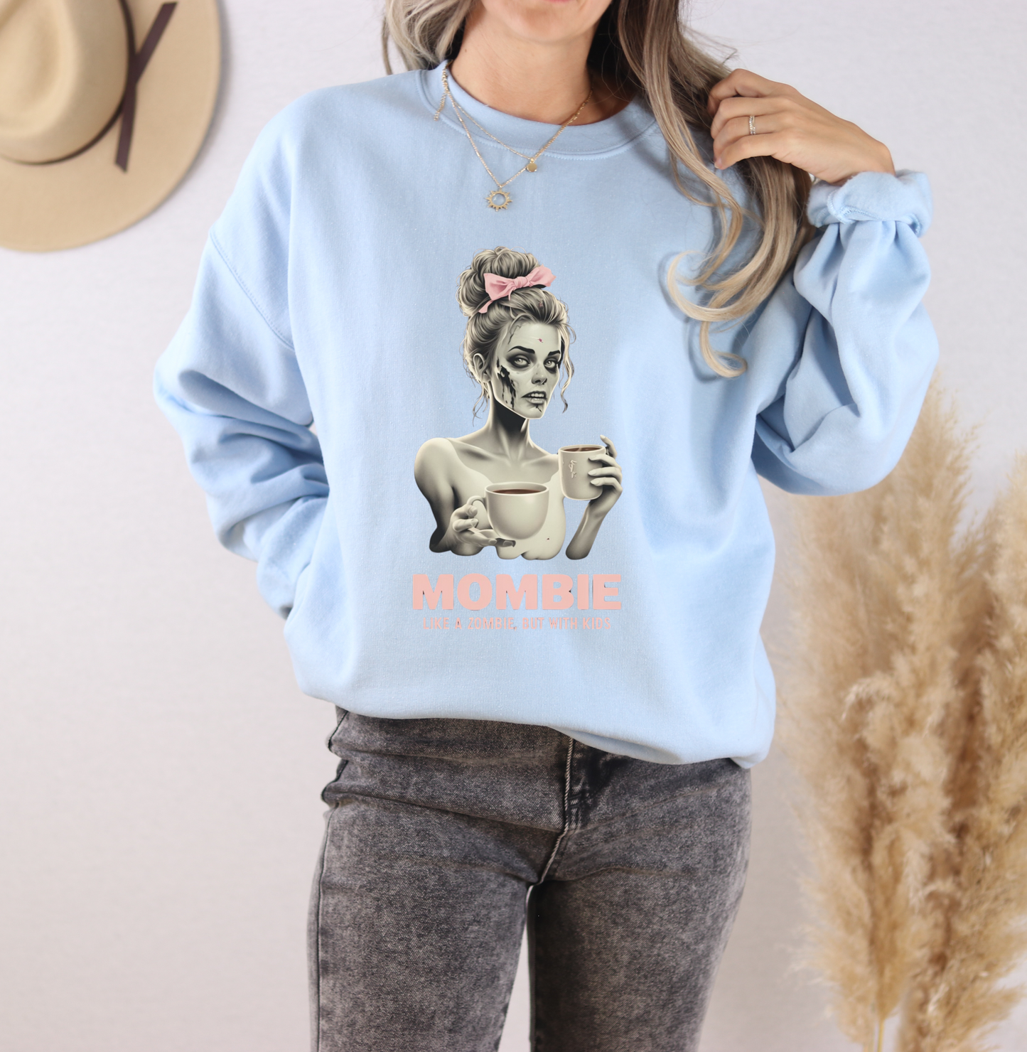 Sweatshirt Funny Mombie Graphic Cozy Oversized Mom Life Coffee Lover Fall Outfit Mother's Day Gift