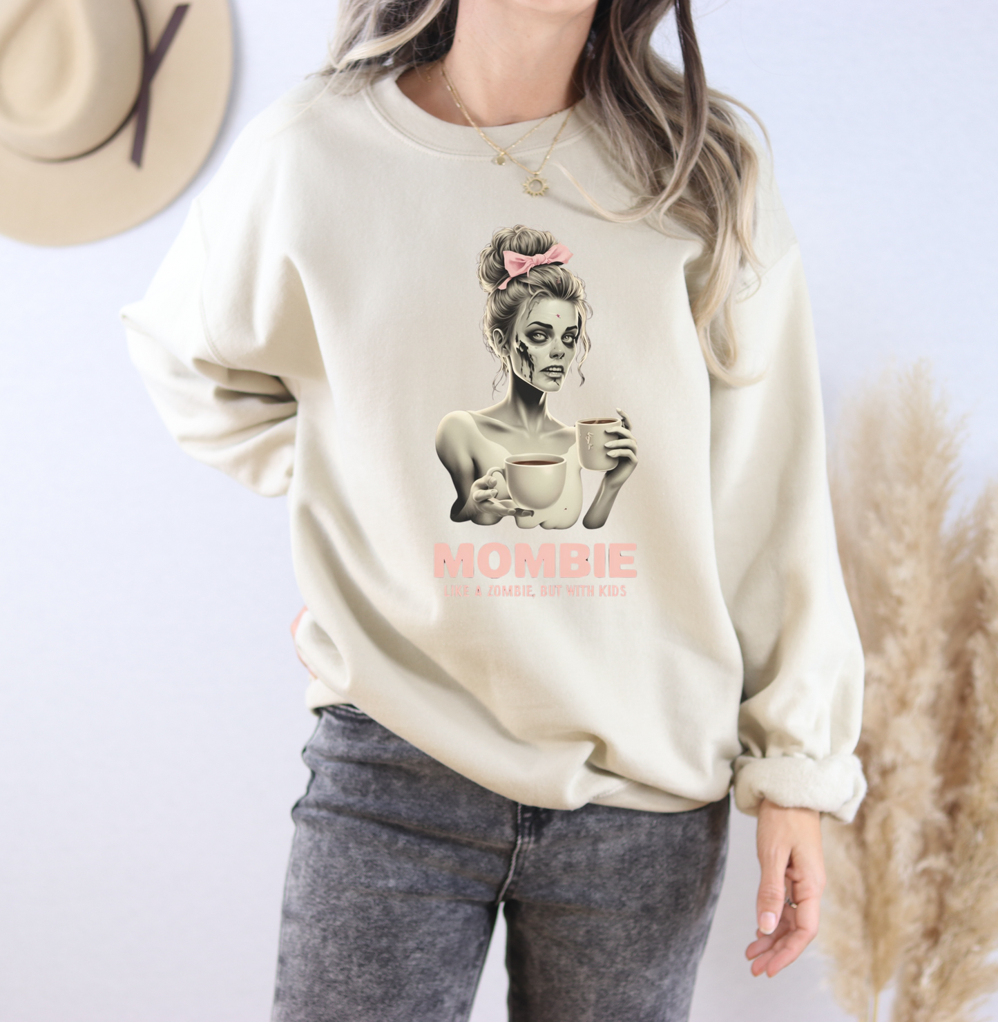 Sweatshirt Funny Mombie Graphic Cozy Oversized Mom Life Coffee Lover Fall Outfit Mother's Day Gift