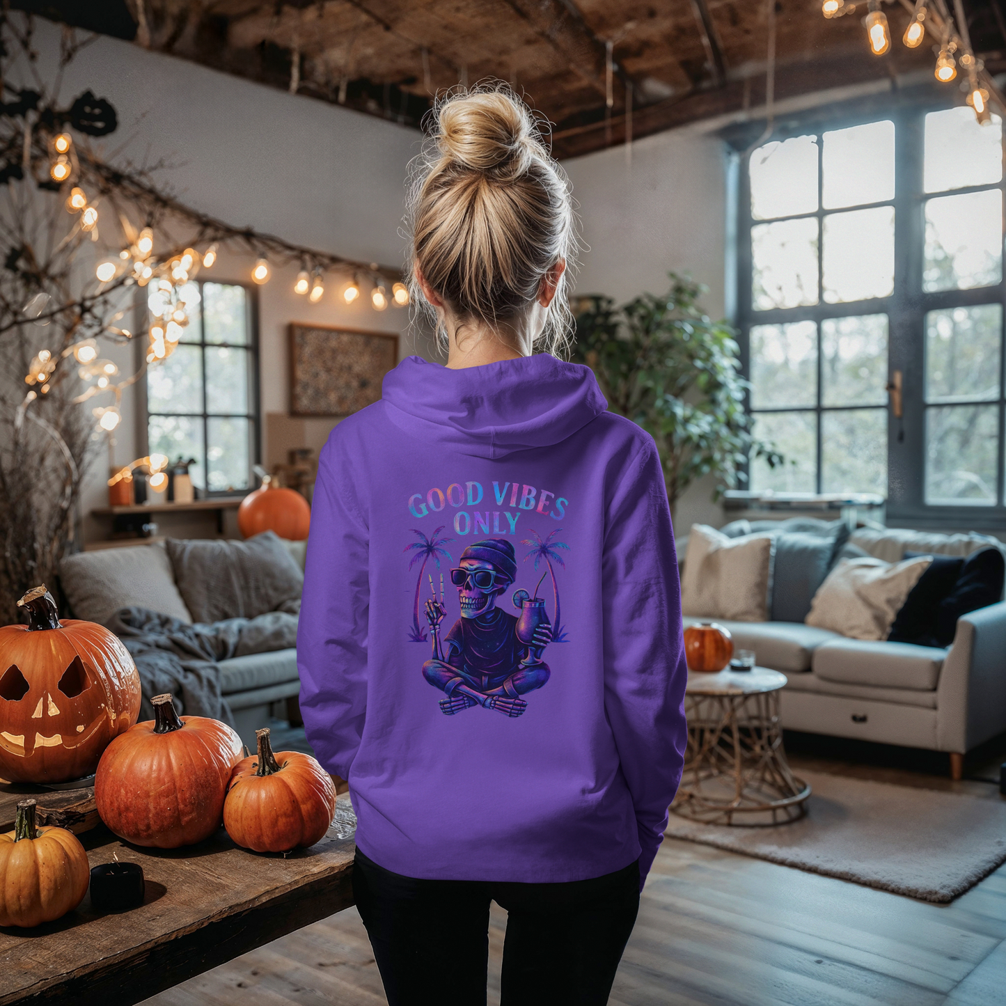 Peace, Love & Afterlife Hoodie - Cool Skeleton Good Vibes Fashion