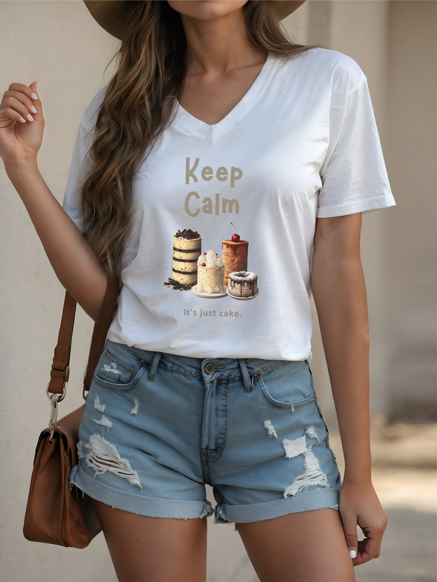 Keep Calm It's Just Cake | Baker V-Neck T-Shirt