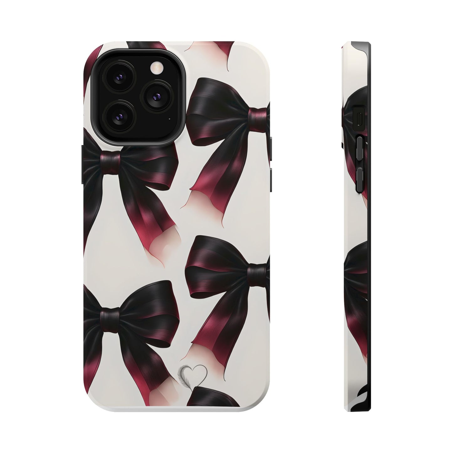 Dark Elegance Bows MagSafe iPhone Case - Sophisticated Bow Pattern iPhone Protection