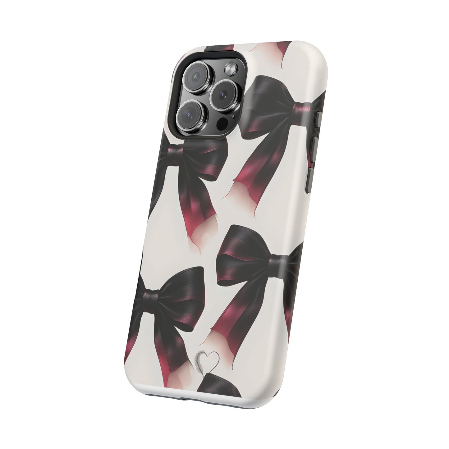 Dark Elegance Bows MagSafe iPhone Case - Sophisticated Bow Pattern iPhone Protection