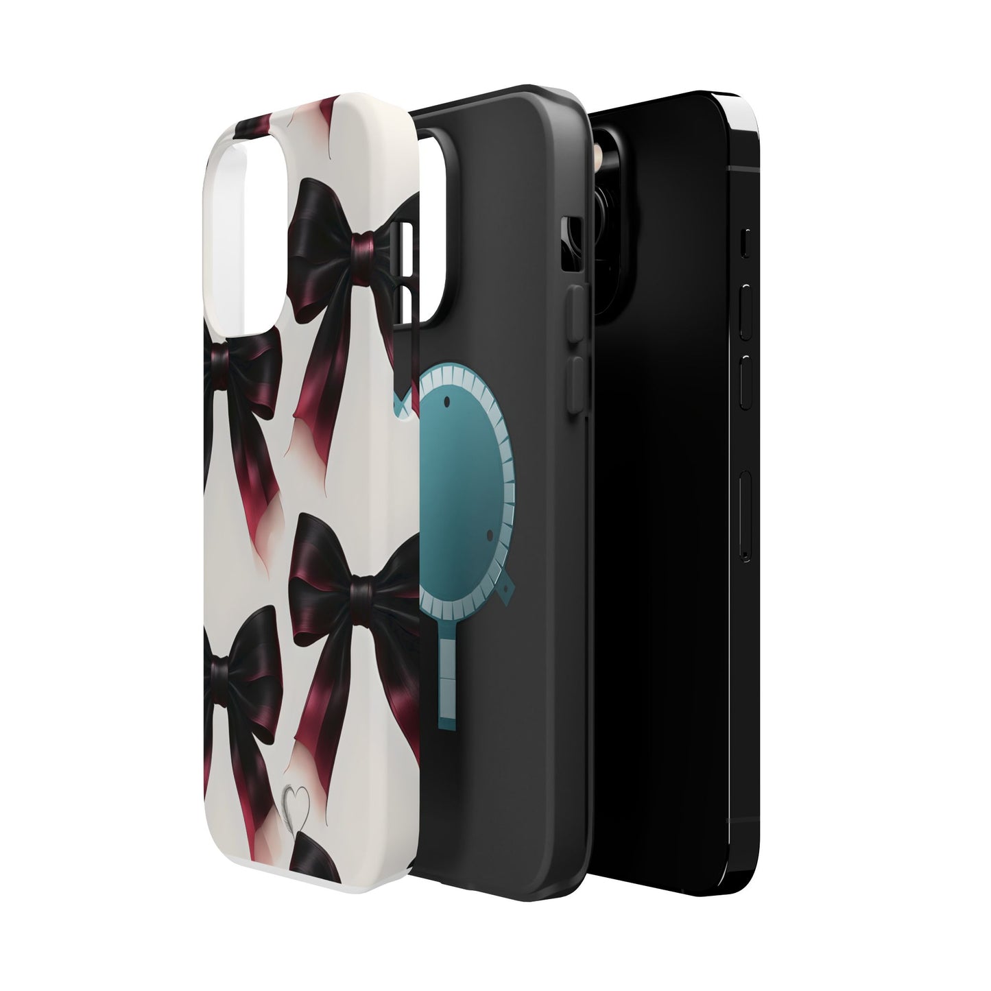 Dark Elegance Bows MagSafe iPhone Case - Sophisticated Bow Pattern iPhone Protection