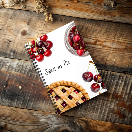 Sweet as Pie Cherry Recipe Journal – Spiral Bound Notebook with Cherry Pie Cover – Cute Gift for Bakers, Cooks & Food Lovers