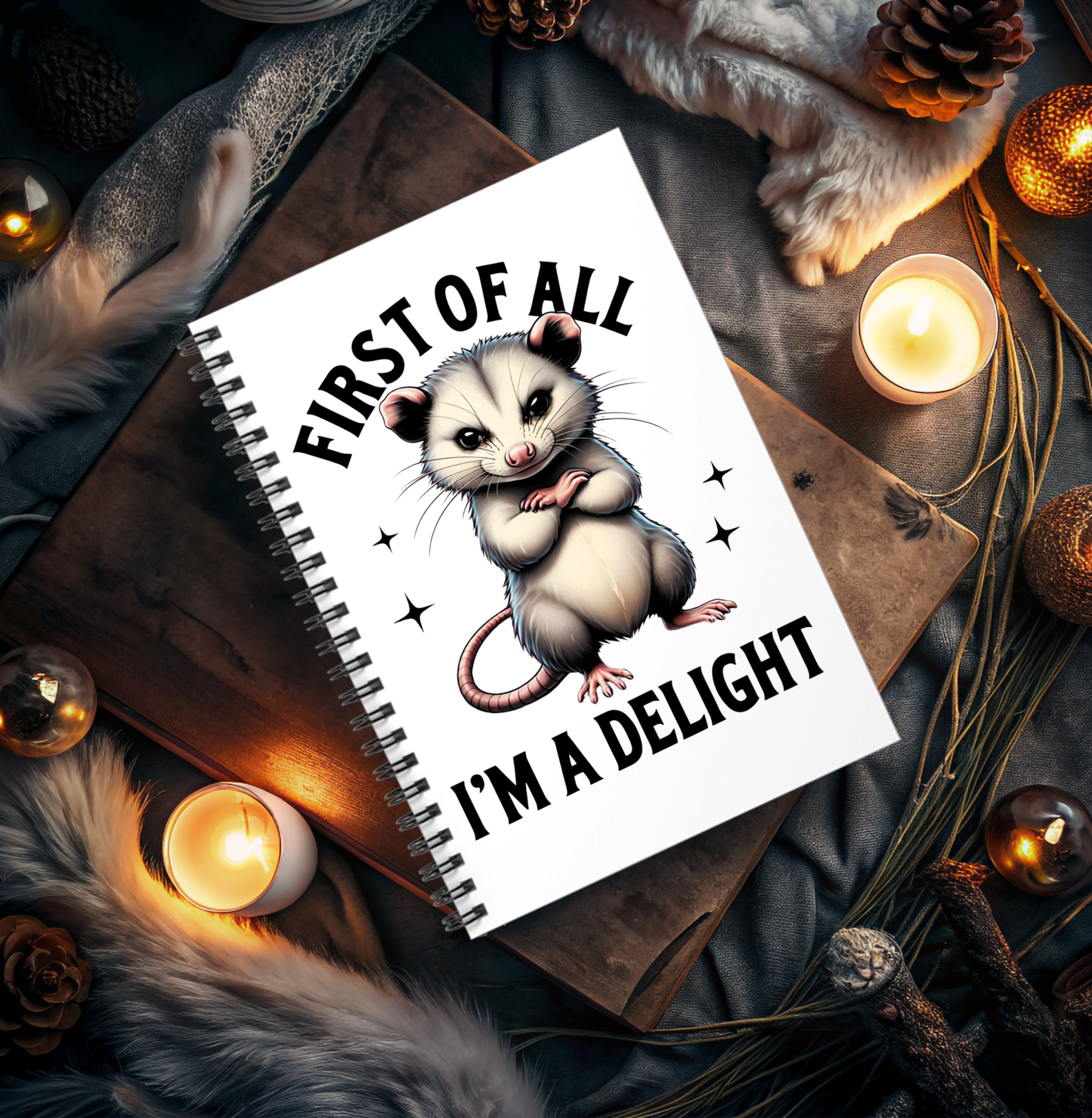 Cute Opossum Spiral Notebook | Funny Animal Journal