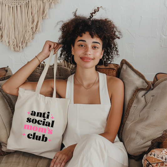 Anti Social Mom's Club Tote Bag | Introvert Mom Life | Canvas Bag