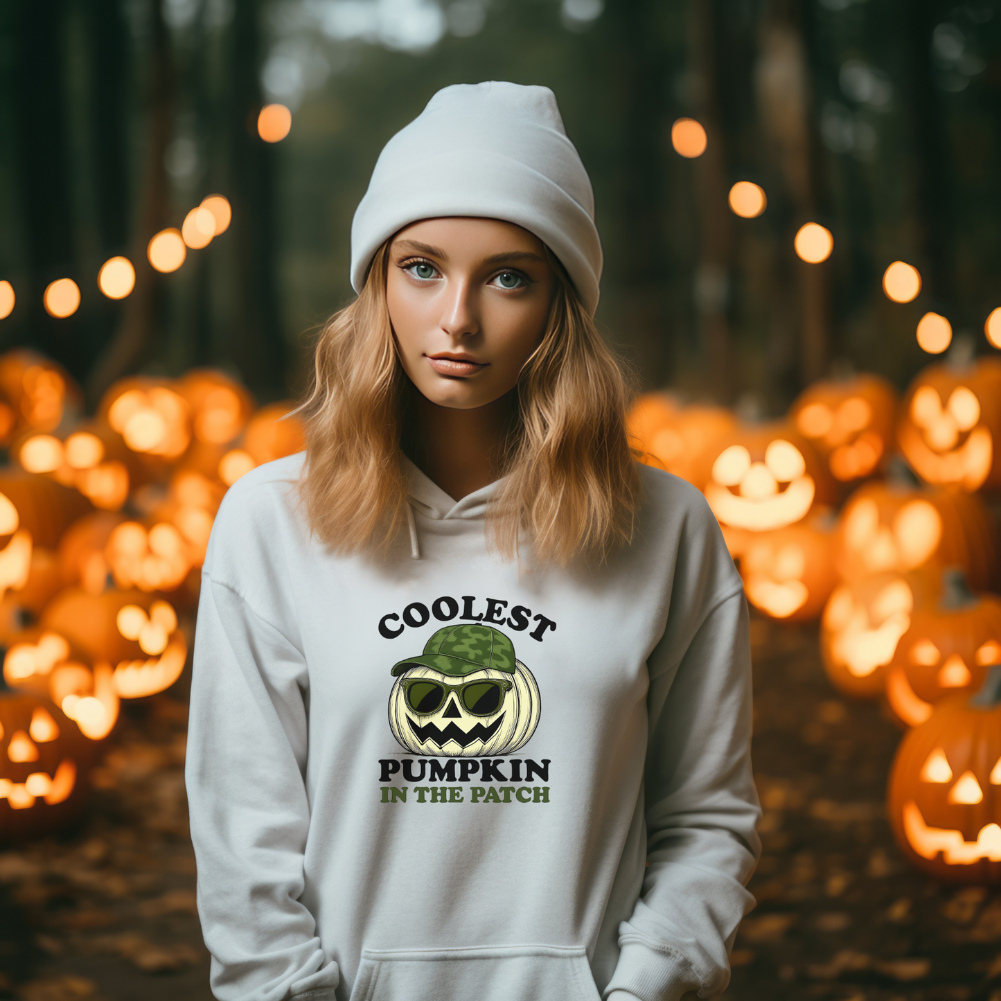 Coolest Pumpkin in the Patch – Green Camo Edition Hoodie - Military Style Halloween Fashion