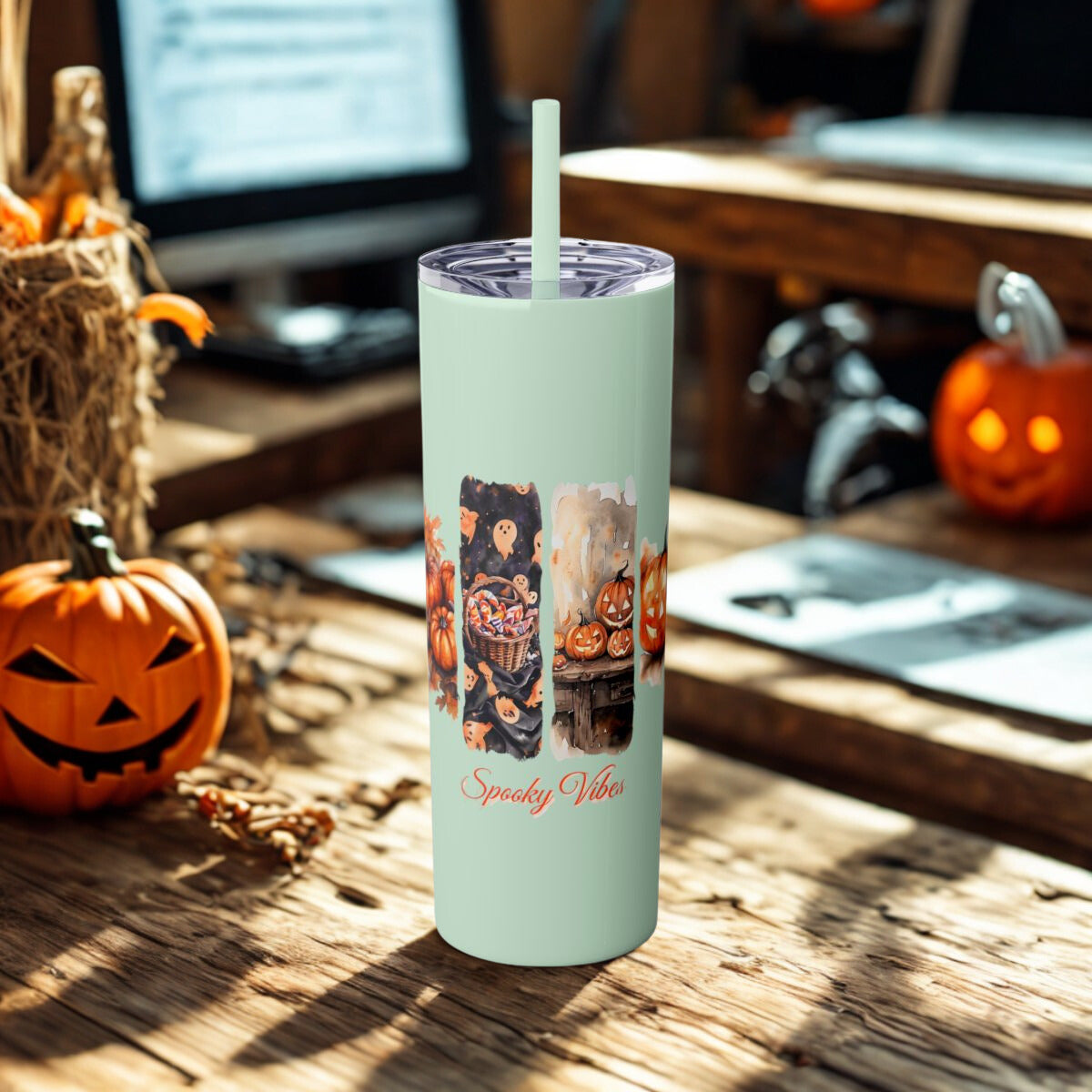 Candy Carves & Chills 20oz Skinny Tumbler - Halloween Pumpkin Drinkware