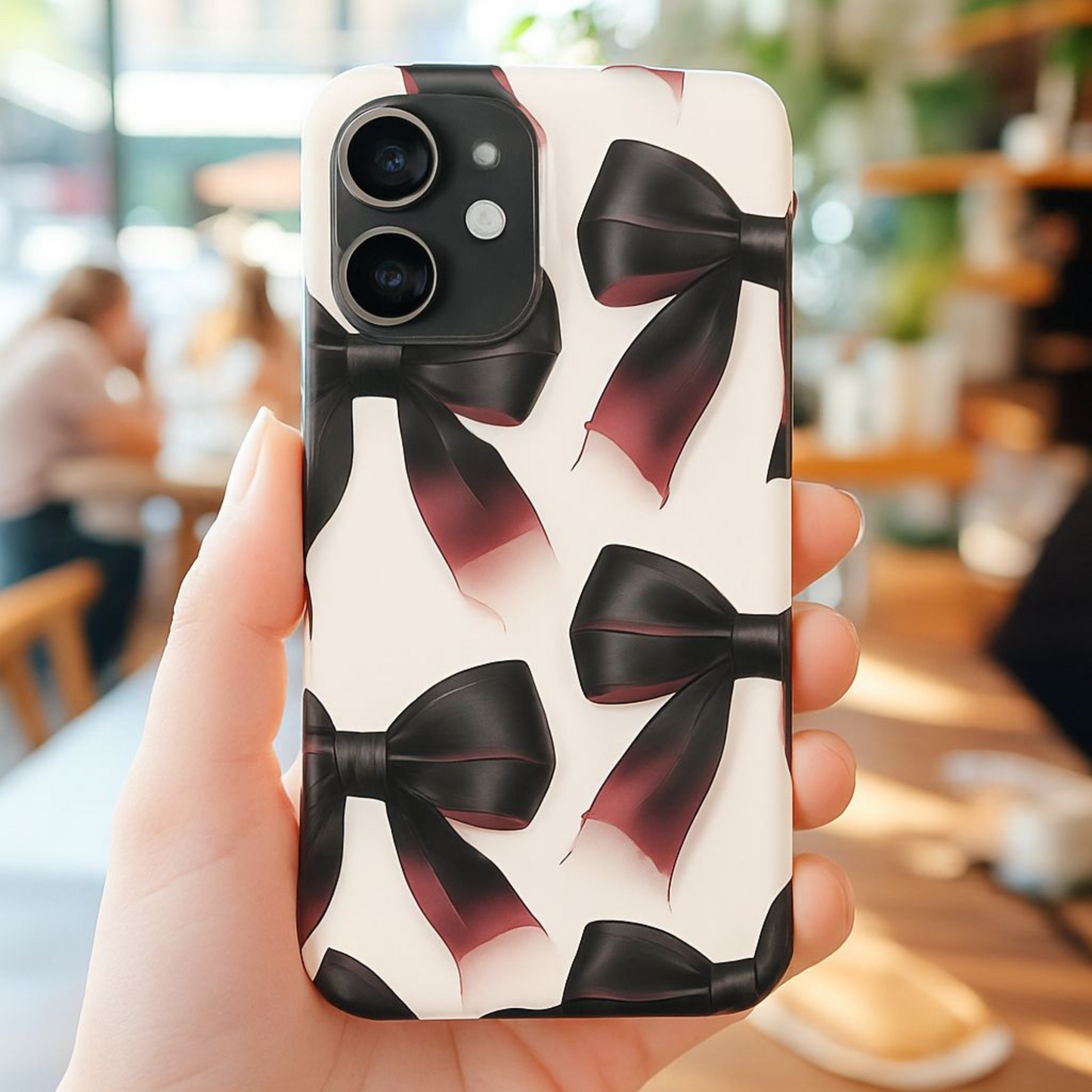 Dark Elegance Bows MagSafe iPhone Case - Sophisticated Bow Pattern iPhone Protection