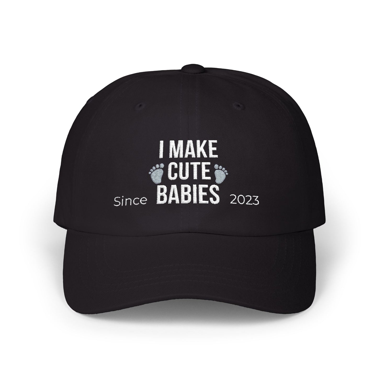 "I Make Cute Babies" Personalized Dad Hat | Custom Year | Funny Parent Gift | New Parent Baseball Cap