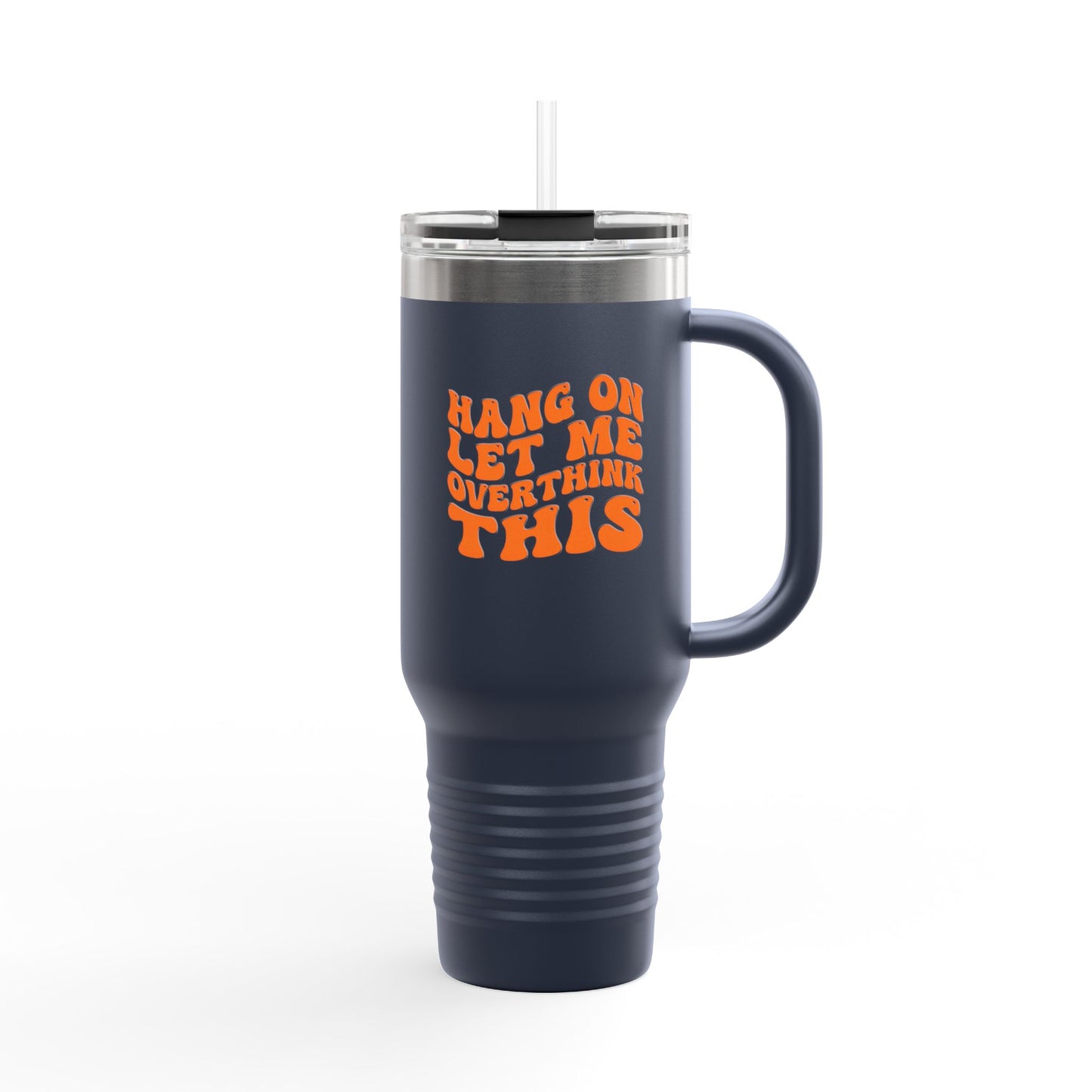 40oz Retro Overthinking Tumbler | Orange Handle Cup | Daily Essential