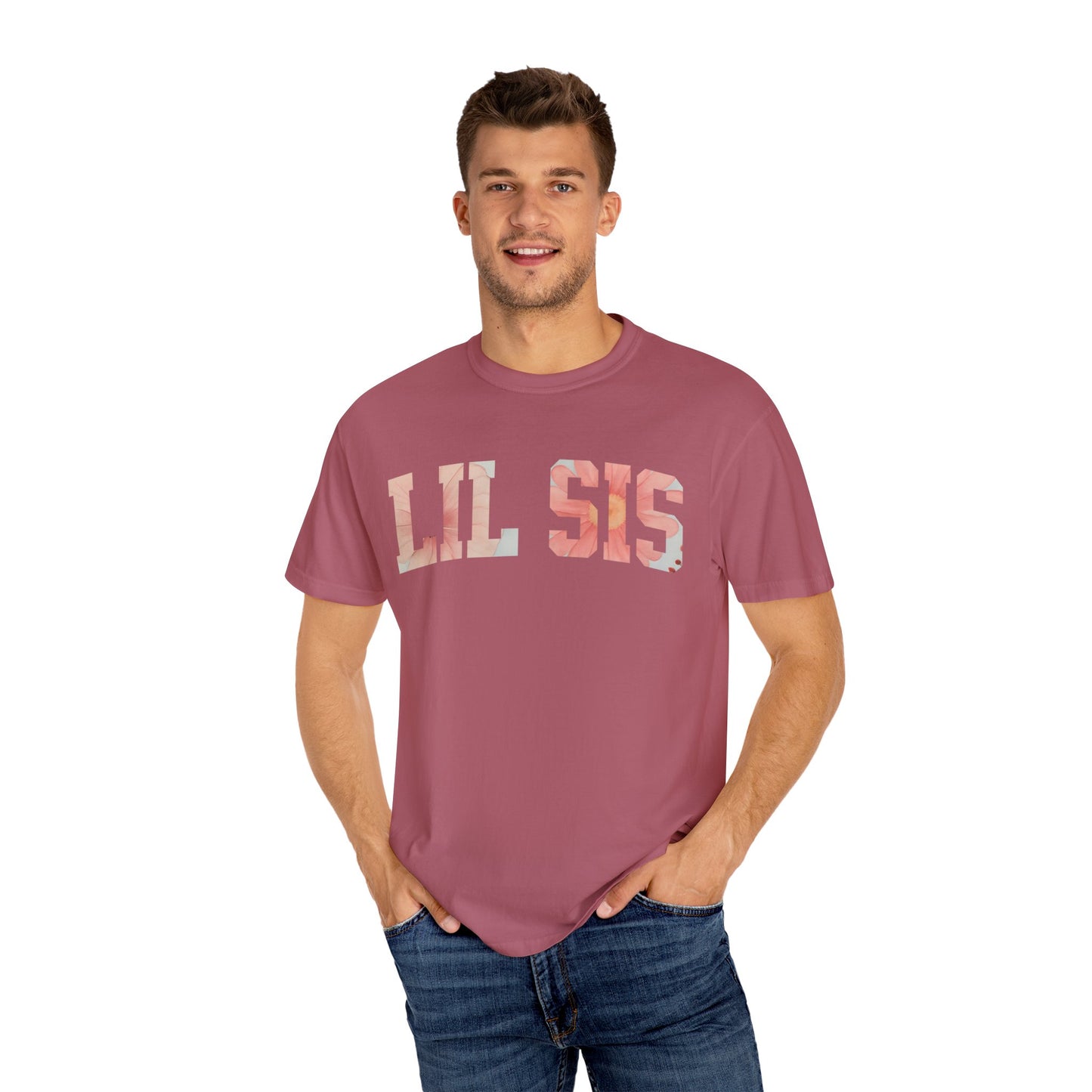Floral "LIL SIS" Graphic T-Shirt – Cute Sister Tee for Girls & Teens